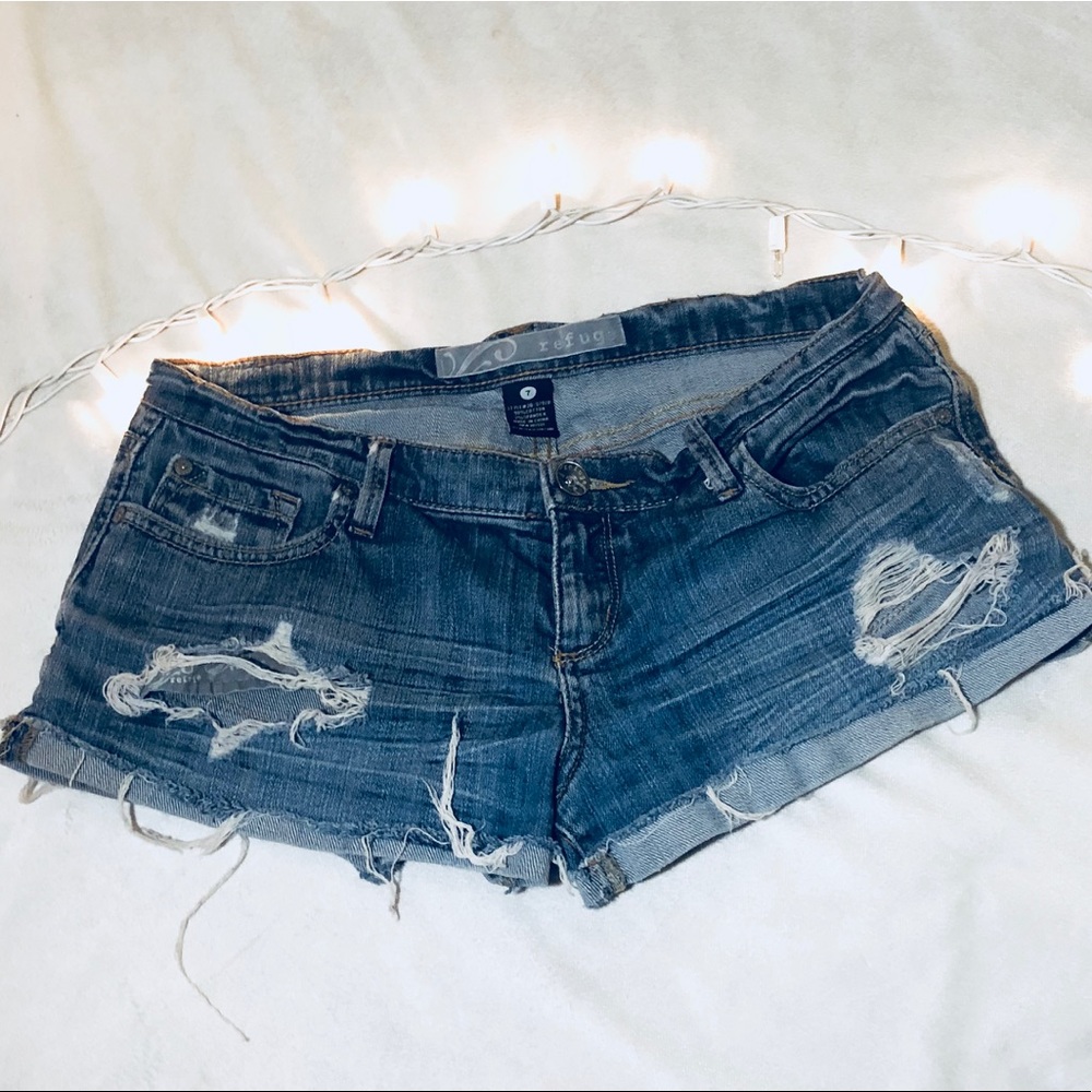 Denim jean shorts juniors super shorts, sz 7
